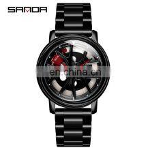 SANDA 1025 Luxury Business Japan Quartz Watches For Men Quality Stainless Steel Rotating Charm Wrist Watch thumbnail-1