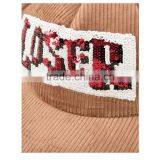 New Design Sequins Curved Bill Hat Custom 5 Panel Corduroy Trucker Cap thumbnail-4