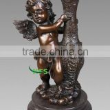 Bronze little angel with big vase statue