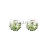 Fashion Jewelry Cute Front And Back Earrings Transparent Glass Double Sided Ball Dyed Green Diamante Accents Inside Stud Earring thumbnail-1