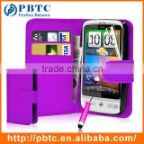 Set Screen Protector Stylus And Case For HTC Desire C , Purple Leather Wallet Case For HTC Desire