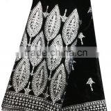 CL2072-2 New design high quality African big embroidered black Velvet lace softly material for making dress