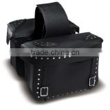 Large Box Leather Motorcycle Saddle Bag with Steel Rivets
