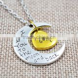 Best birthday gift I love you moon heart double pendant necklace