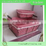 Factory wholesale s/3 rectangular iron metal chicken wire storage basket with handle & liner