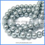 Wholesale AAA Quality Imitation Faux Smooth Round 10mm Silver Gray Glass Pearl Beads Loose Strand For Jewelry Making GPB-10mm002