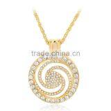 Trendy Hollow Out Long Chain Necklace Wind Pattern Round Gold Plated Rhinestone Pendant Necklace for Women Jewelry Gifts thumbnail-4