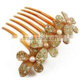 Fashion Flower Rhinestone Insert Comb thumbnail-1