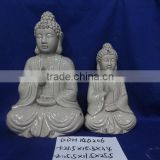 9 inch blue glazed ceramic buddha head