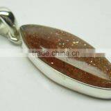 Sunstone Marquise Natural Gemstone Cabochon Pendant, 925 Solid Sterling Silver Pendant, Bezel Designer Pendant thumbnail-1