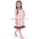 Hot Pink Red Dots With Brown Ruffle Summer Boutique Baby Girl Dress Candy Baby Girl Beautiful Fancy Dress thumbnail-5