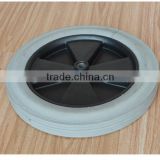 12X1.75 inch hollow gray rubber wheel with rib tread and black plastic rim for KleenRite cleaning equipment