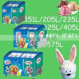 Curved Glass Top Lid Freezer Ice Cream Showcase Display Freezer thumbnail-1