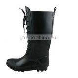 Black Lace-up Fashion Lady Rubber Rain Boots