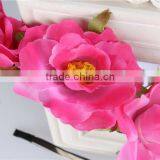 Bulk Cheap Cute Hair Accessories, Kawaii Light Rose Pink Fabric Frilly Flower Headbands for Girls thumbnail-3