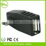 USB Type A Female to Mini USB Type B Male OTG 90 Degree Down Angle Adapter