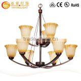 Hotel Rooms Wrought Iron Glass Chandeliers,Retro Wrought Iron Glass Large Chandelier thumbnail-1
