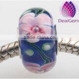 Wholesale Handmade Large Hole Glass Beads With Pink Petals thumbnail-1