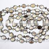 BEZEL CHAINS WITH GREEN AMETHYST AND BEADS