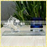 Exquisite Clear Crystal Office Table Pen Holder With Horse Head Figurines