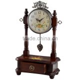Retro Style Cheap Retro Wood Desk Clock For Wedding Gift