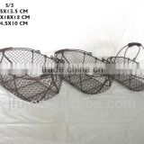 Oval hanging metal mesh wire basket with moved handle storage basket