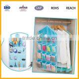 PVC+Polyester 16 Pockets Over Door Cloth Shoe Organizer Hanging Hanger Closet Space Baby Shoe Storage Bag thumbnail-2