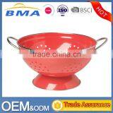 Round Metal Self Draining Pasta Bowl Kitchen Food Washing Strainer Vegetable Conlander thumbnail-1