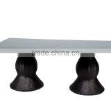 2017 Trade Assurance Most Popular Outdoor Simple Design Alum Frame pe Brown Rattan Dining Table Set Furniture thumbnail-3