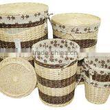 Handmade Large Cheap Wholesale Wicker Baskets With Lid Fabric Lining thumbnail-1
