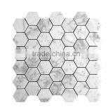 MM-CV254 Ecofriendly Interior Design Natural Stone White Marble Hexagon Shape Stone Mosaics thumbnail-2