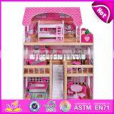 New Design Pretend Play Miniature Wooden Toy Doll House for Kids W06A228 thumbnail-1