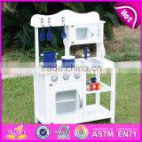 2017 New Design Children Pretend Play White Wooden Toy Kitchen Play Set W10C045W thumbnail-4