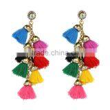 Bohemian Colorful Tassel With Rhinestone Dangle Earrings for Women Jewelry thumbnail-2