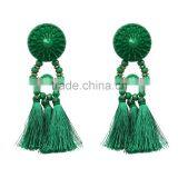 Bohemian Colorful Tassel With Crystal Beads Dangle Earrings for Women Jewelry thumbnail-5