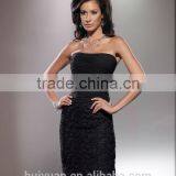 Black Knee Length Lace Long Sleeve Mother Bridesmaid Dress thumbnail-2