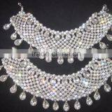 Silver Crystal Broad Payal ANKLETS Feet Bracelet Pair thumbnail-1