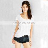 Scoop Neck Plain White Cotton t Shirts for Women thumbnail-1