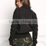 MGOO Factory Made Bulk Price Winter Ruffles Cool Jackets Crop Sexy Oversized Jackets Navy Blue Padded Coat thumbnail-6