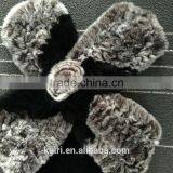 100% Real Fur Scarves Women High Quality Natural Rex Rabbit Fur Scarf With Sliver Fox Fur Wraps Female thumbnail-3