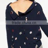 Runwaylover EY2339B Europe Style 2017 Ladies Fashion Label Printed Blouse thumbnail-3