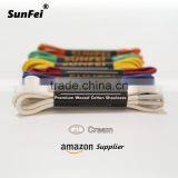Round Waxed Shoelaces - Men's Dress Shoelaces - 100% Cotton Cream Waxed Rope Shoelaces - Waxed Boot Sneaker Shoelaces thumbnail-1