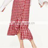 Latest Ladies Fashion Wholesale High Quality Red Plaid Frilled Skirt thumbnail-4