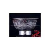 Silver Bowl - Large Bowl With a Dragon and a Phoenix thumbnail-3