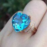 18k Gold Jewelry Inlaid Natural Topaz Ring With Diamonds For.