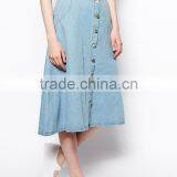 Hot Selling Women Jean Skirt Cotton a Line Midi Skirt in Denim thumbnail-1