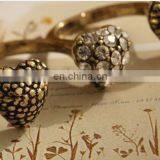 2017 New Fashion Three Heart Simulated Diamond Two Finger Rings Fashion Retro Double Finger Open Ring Classic Fashion thumbnail-4