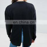 OEM Factory High Quality Cheap Price Crew Neck Sweatshirt Longline Split Back Sweatshirt thumbnail-3