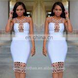 Amigo Black Sleeveless Backless Bandage Dress Sexy Long Nightclub Dresses Hollow Out With Metal Buckle thumbnail-3