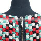 Women High Quality Fashion Middle Length Sleeve Wool Check Winter Dress thumbnail-5